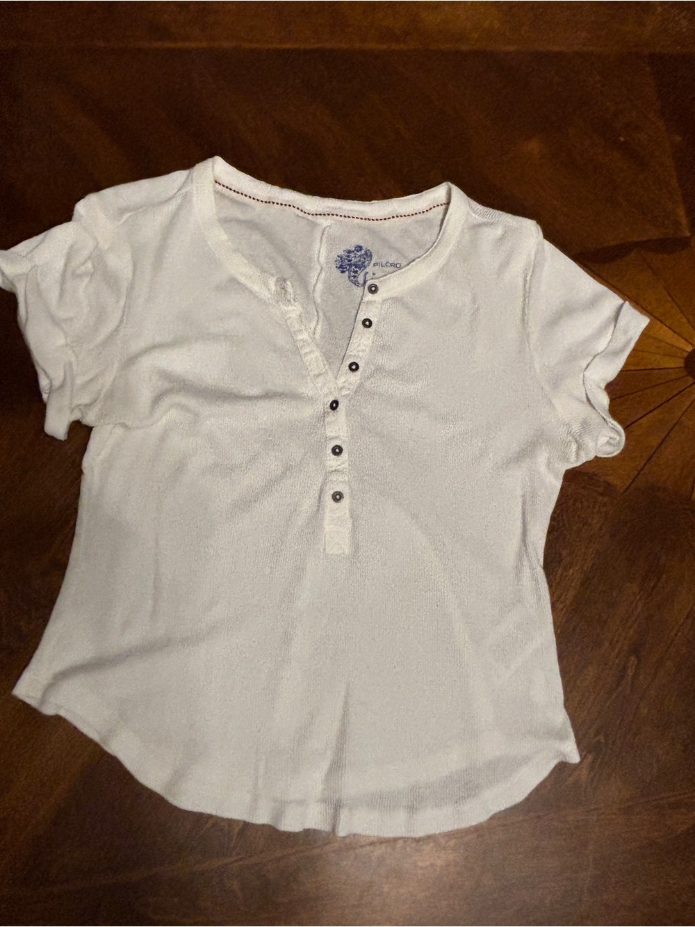 Pilcro White Short-Sleeve Button Henley Tee
